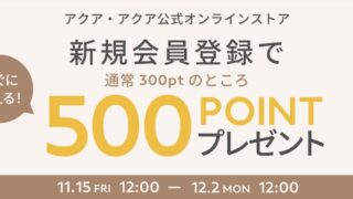 【キャンペーン】新規会員登録で500ptプレゼント！